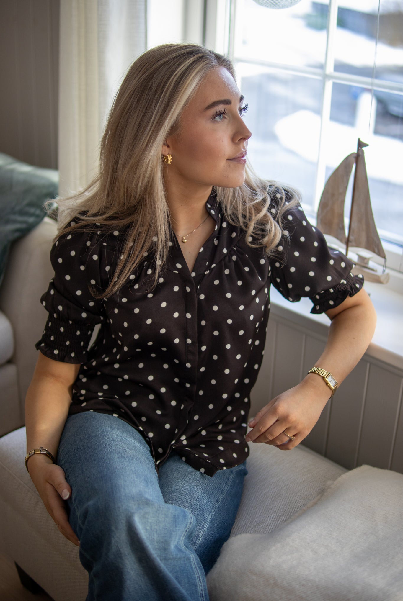 Diana Dot Blouse - Dark Brown - Bluser - Helt Dilla AS