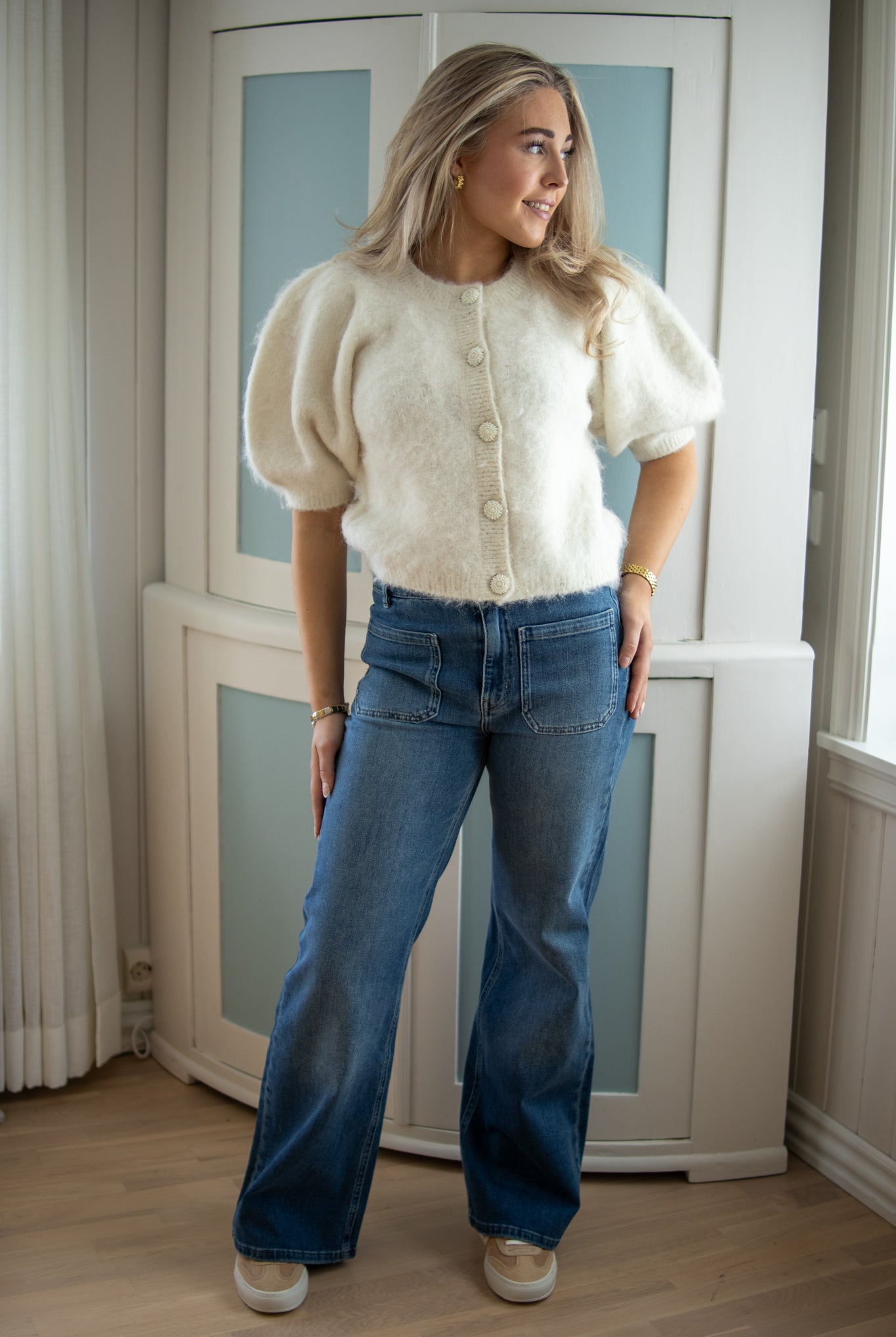 Hairy Knit Puffed Jacket - Off-White - Cardigans - Helt Dilla AS