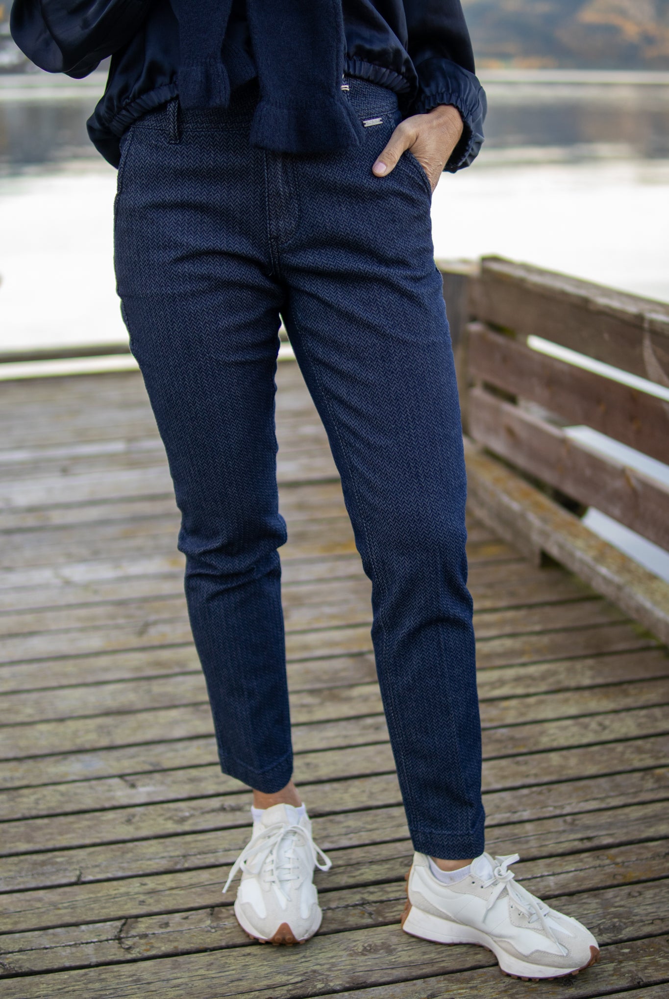 Diana Denim Herringbone - Dark Blue - Bukser - Helt Dilla AS