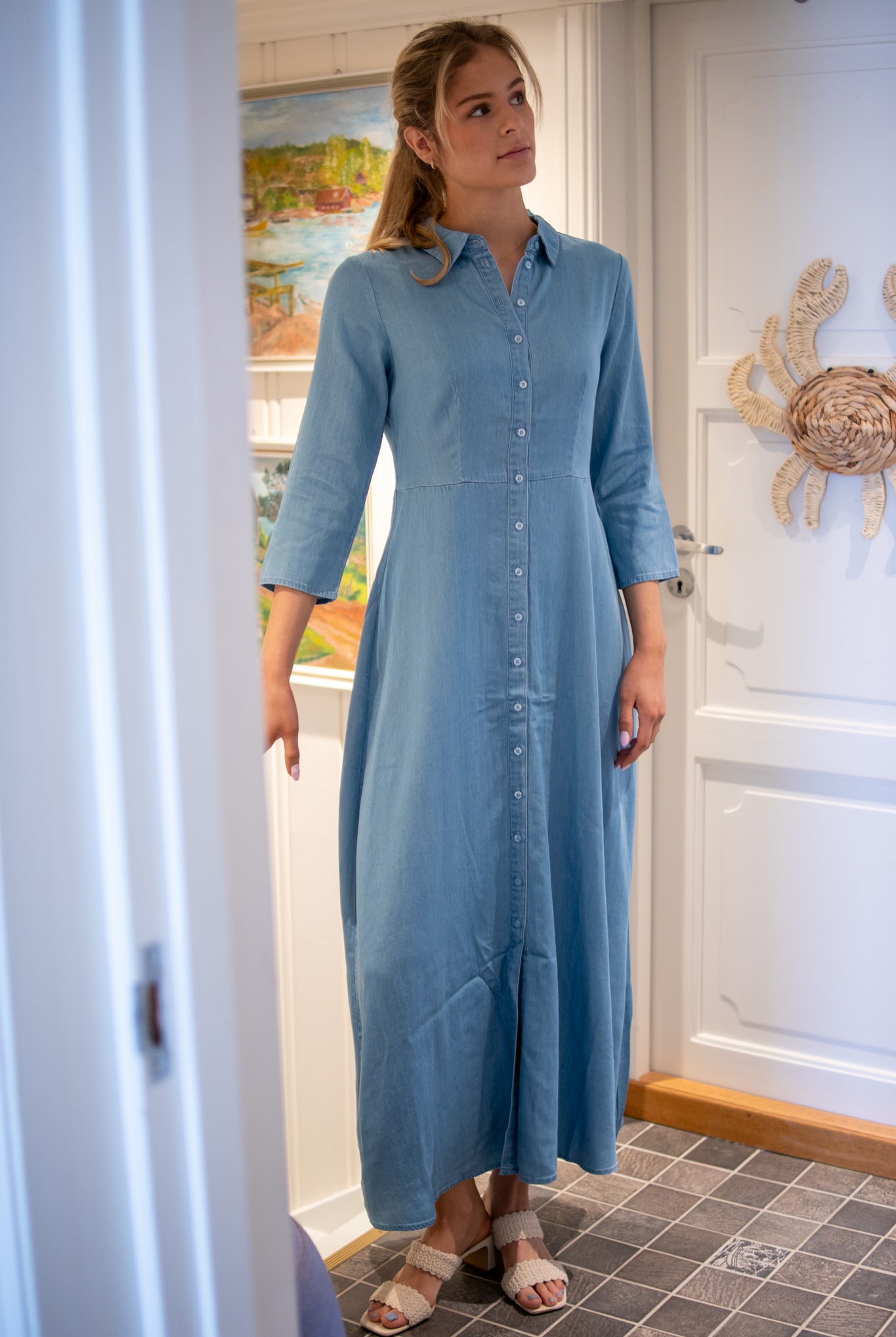 Savanna 3/4 Long Chambray Dress -Skyway - Kjoler - Helt Dilla AS