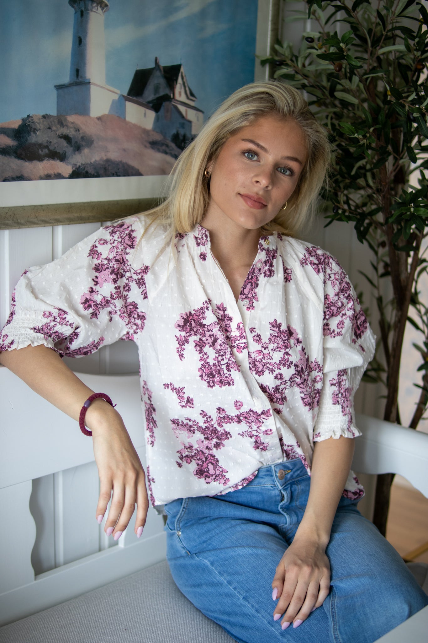 Almeras Shirt - Pink Shadow Flower Print - Bluser - Helt Dilla AS