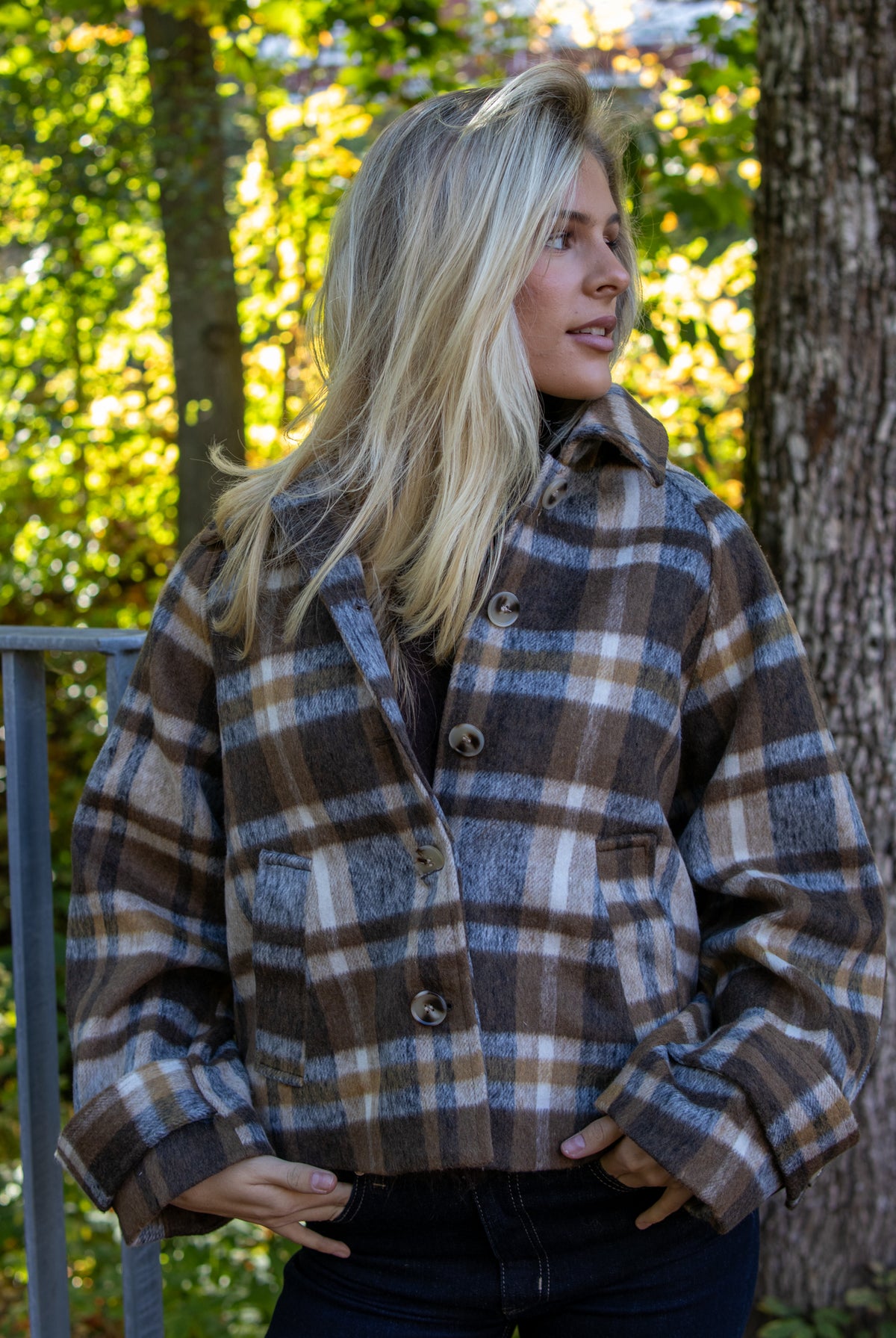 Quinn Check Jacket - Camel - Jakke - Helt Dilla AS