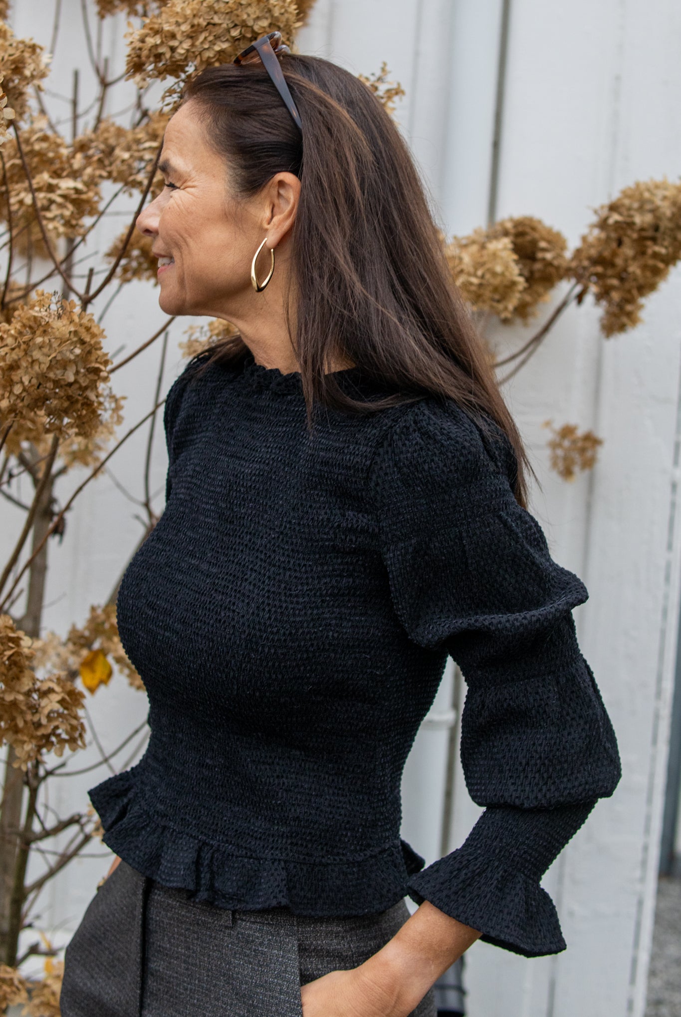 Pira Ls Smock Top - Svart - Bluser - Helt Dilla AS