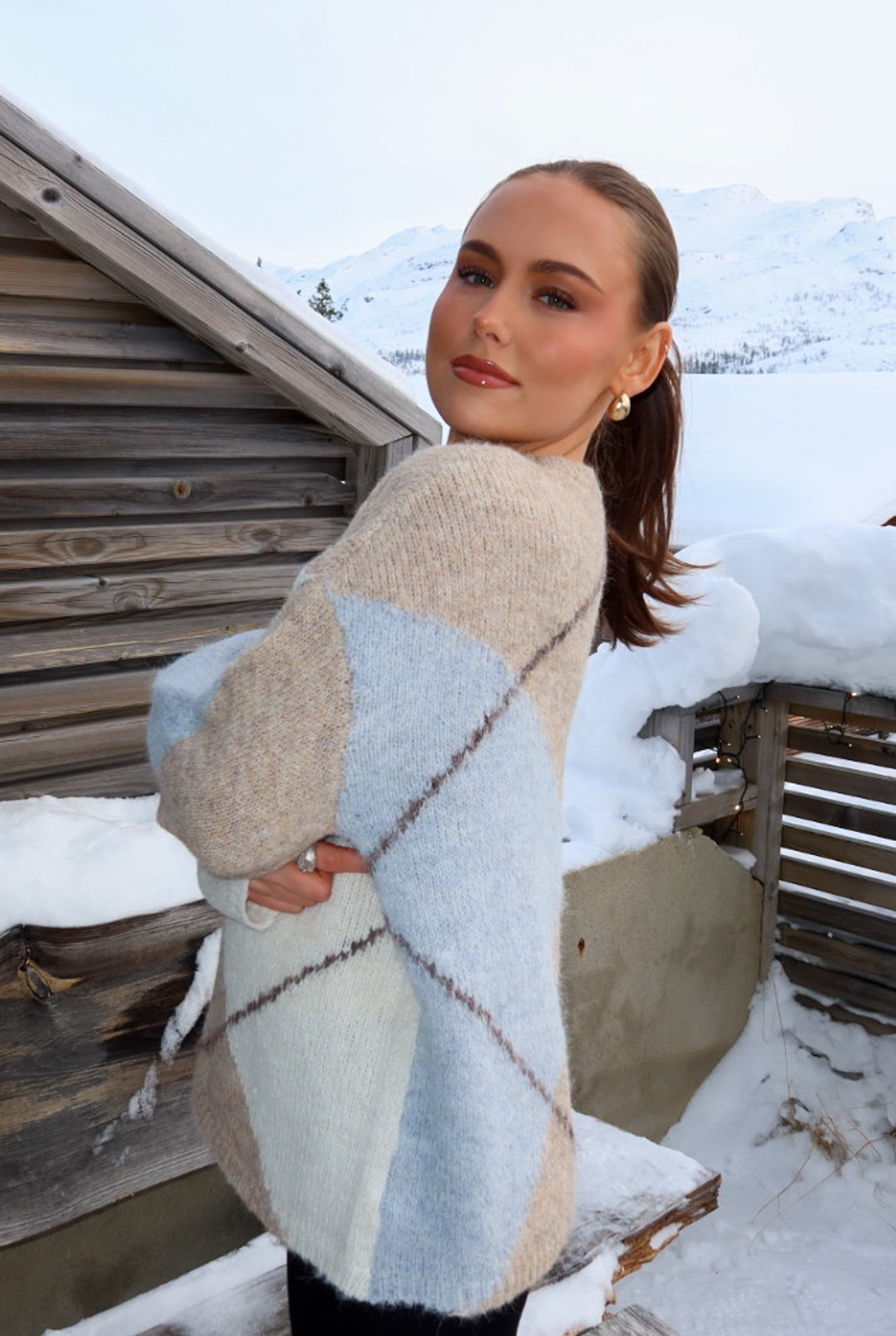 Inga Check Fluff Knit Blouse - Beige Melange - Genser - Helt Dilla AS