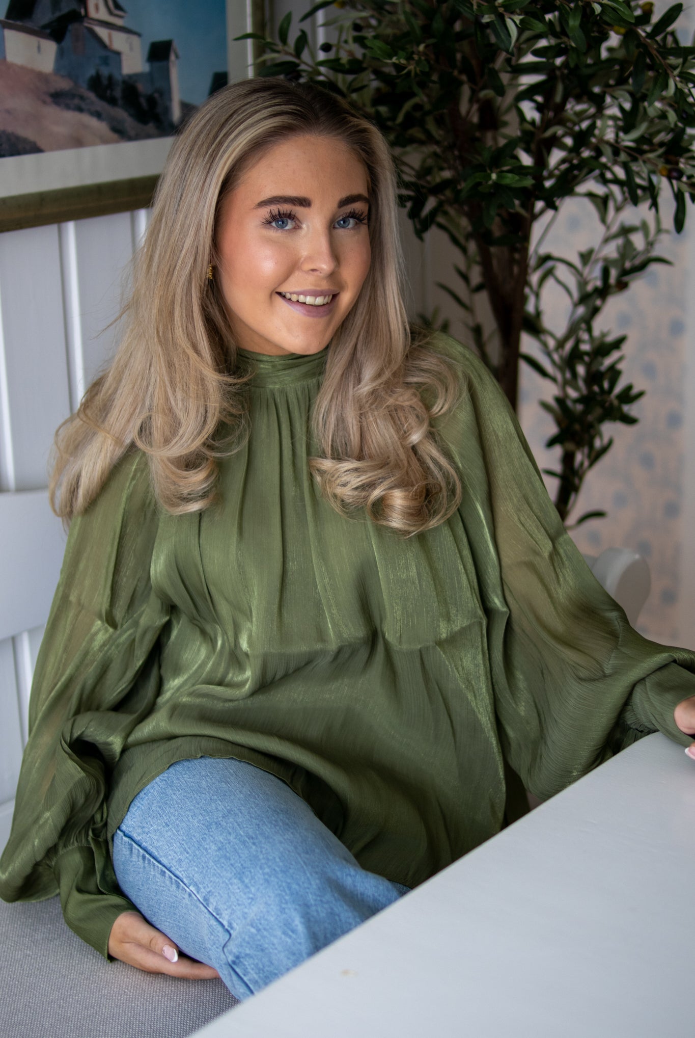 Bluse med knyting - Olive - Topp - Helt Dilla AS