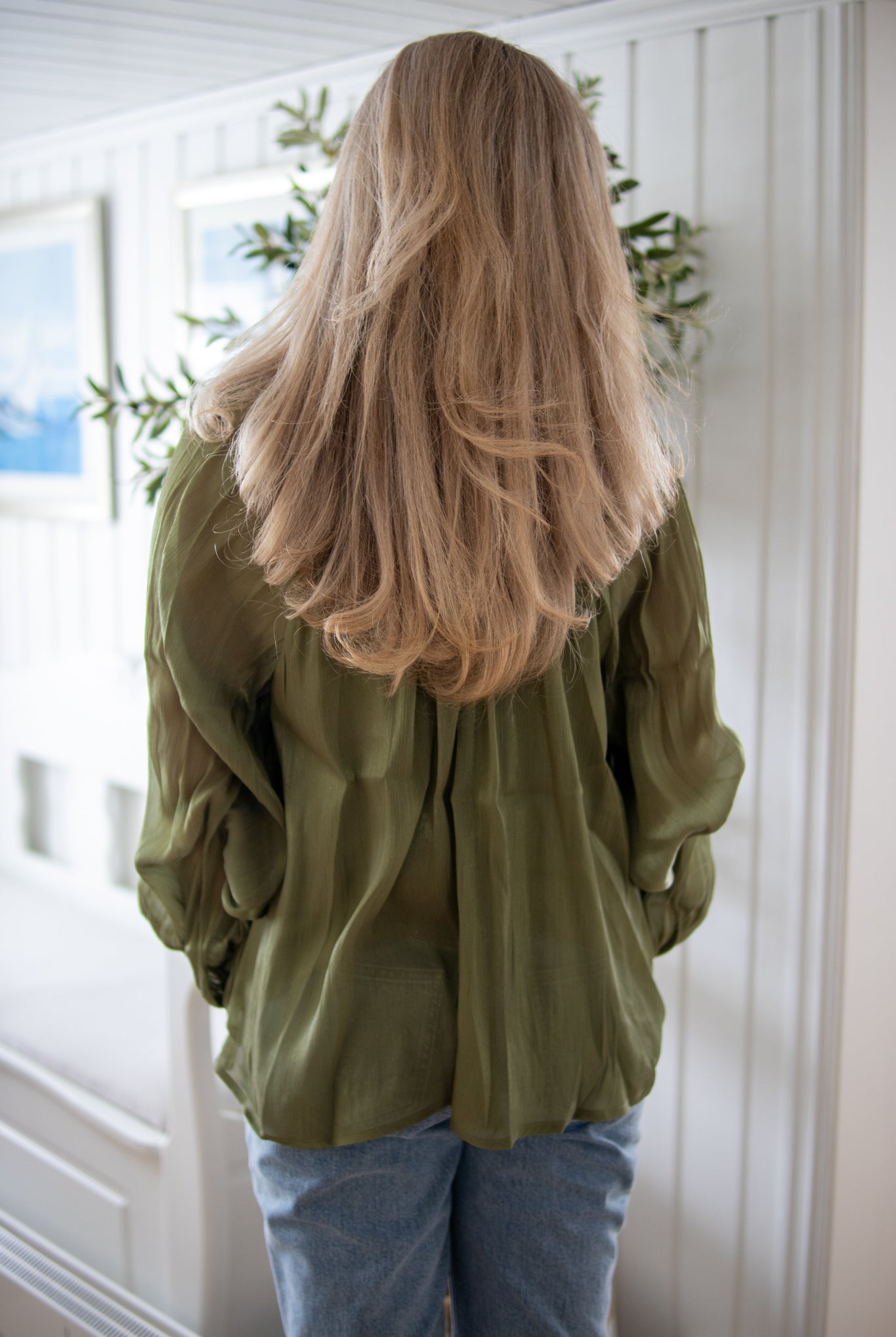 Bluse med knyting - Olive - Topp - Helt Dilla AS