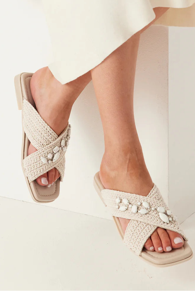 Woven crossed stone - white - Sko - Helt Dilla AS