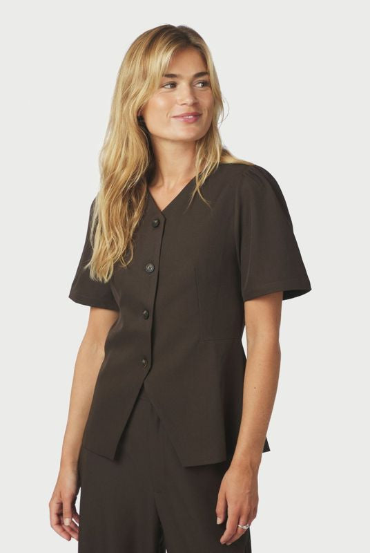 Jules Structure Blouse - Dark brown - Bluser - Helt Dilla AS