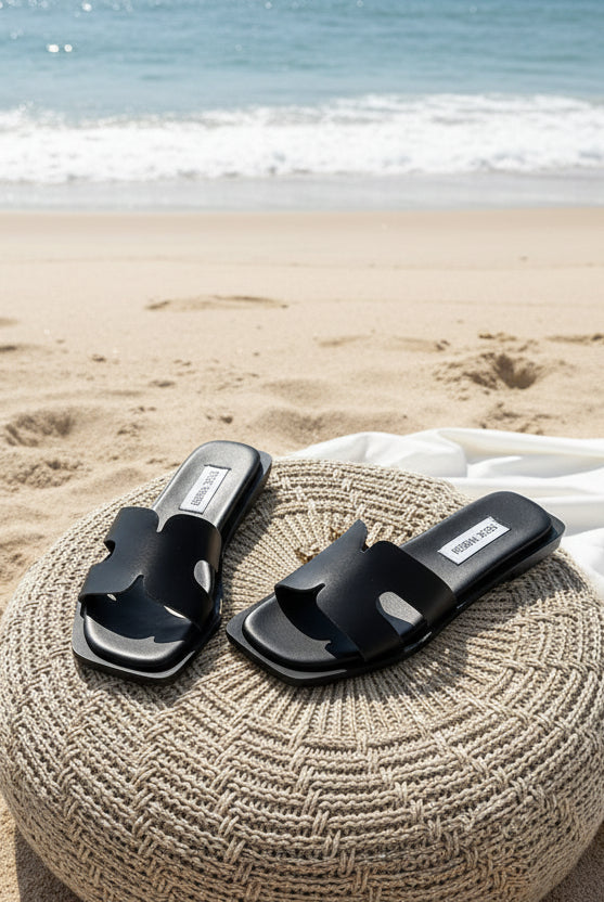 Sofia Slide - Black Leather - Sko - Helt Dilla AS