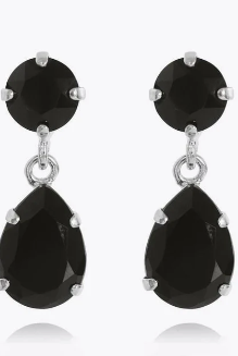 Mini Drop Earrings - silver/ jet - Helt Dilla AS