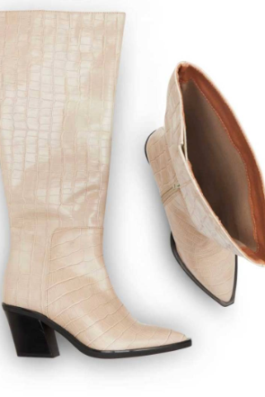 Marthe croco boots - Beige Leather - Sko - Helt Dilla AS