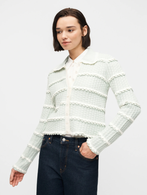 Christel LS knit - surf spray/star white - Cardigans - Helt Dilla AS