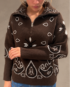 Luzabelle Paisley Zip Sweather - Coco - Genser - Helt Dilla AS