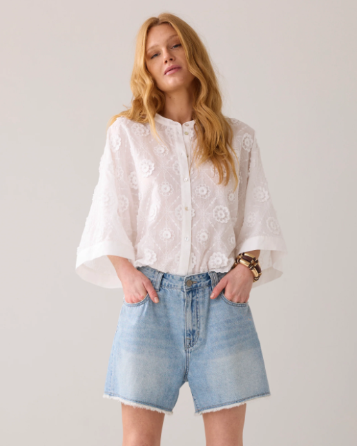 Blouse 3D Flower - Hvit