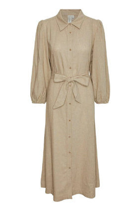 Yas flaxy 3/4 Linen shirt Dress - Birch - Kjoler - Helt Dilla AS
