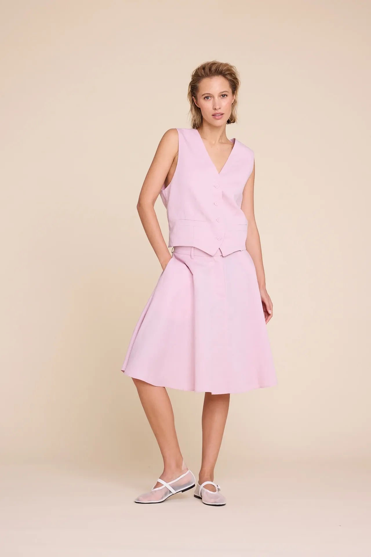 West Linen - Pink - Vest - Helt Dilla AS