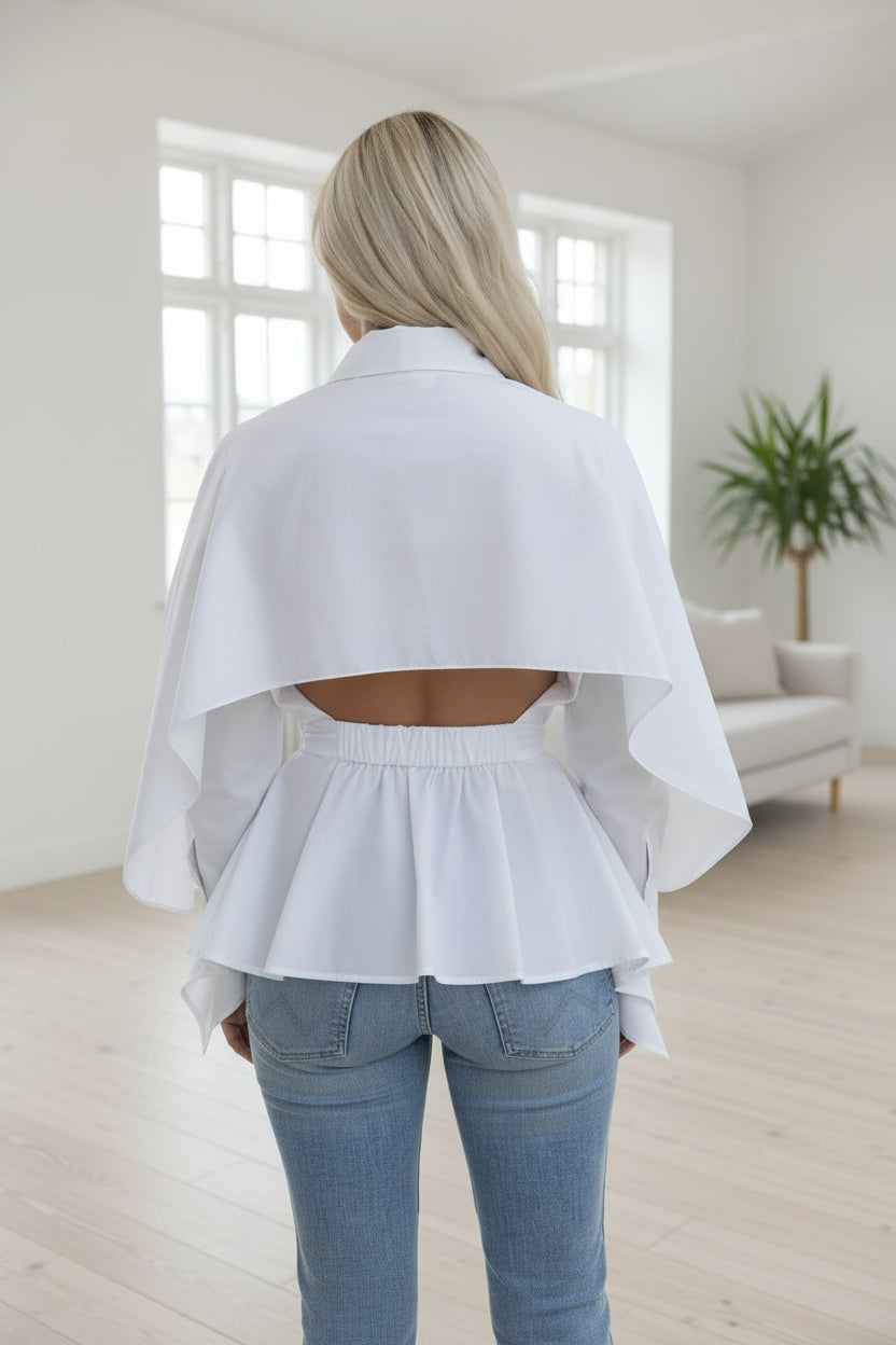CM Poppi Open-Back Shirt - Bright White - Skjorter - Helt Dilla AS