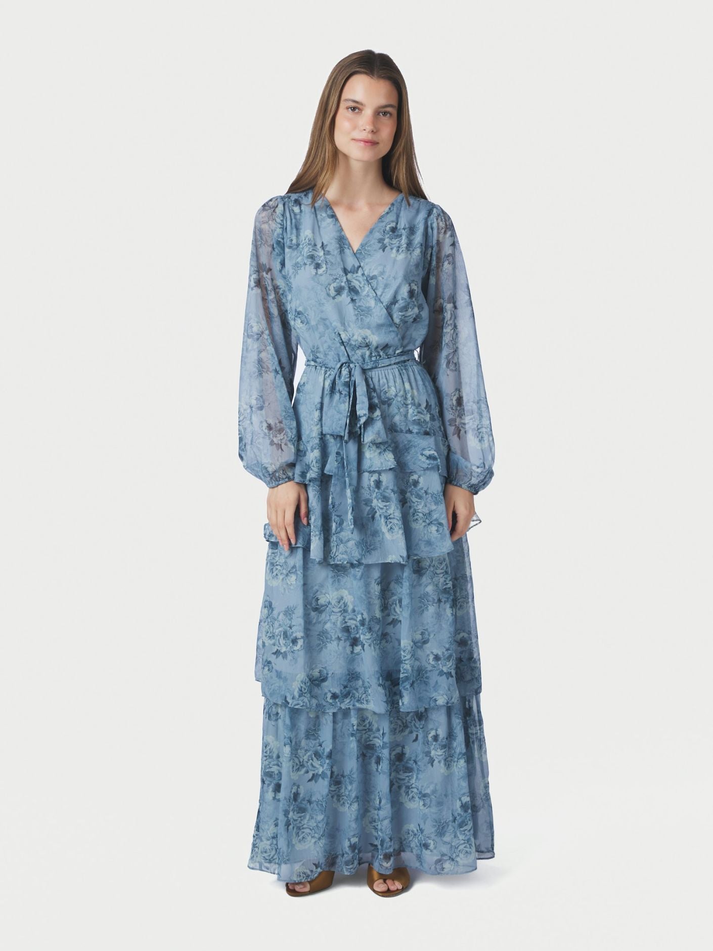 Denila crepe print  dress - dusty blue - Kjoler - Helt Dilla AS