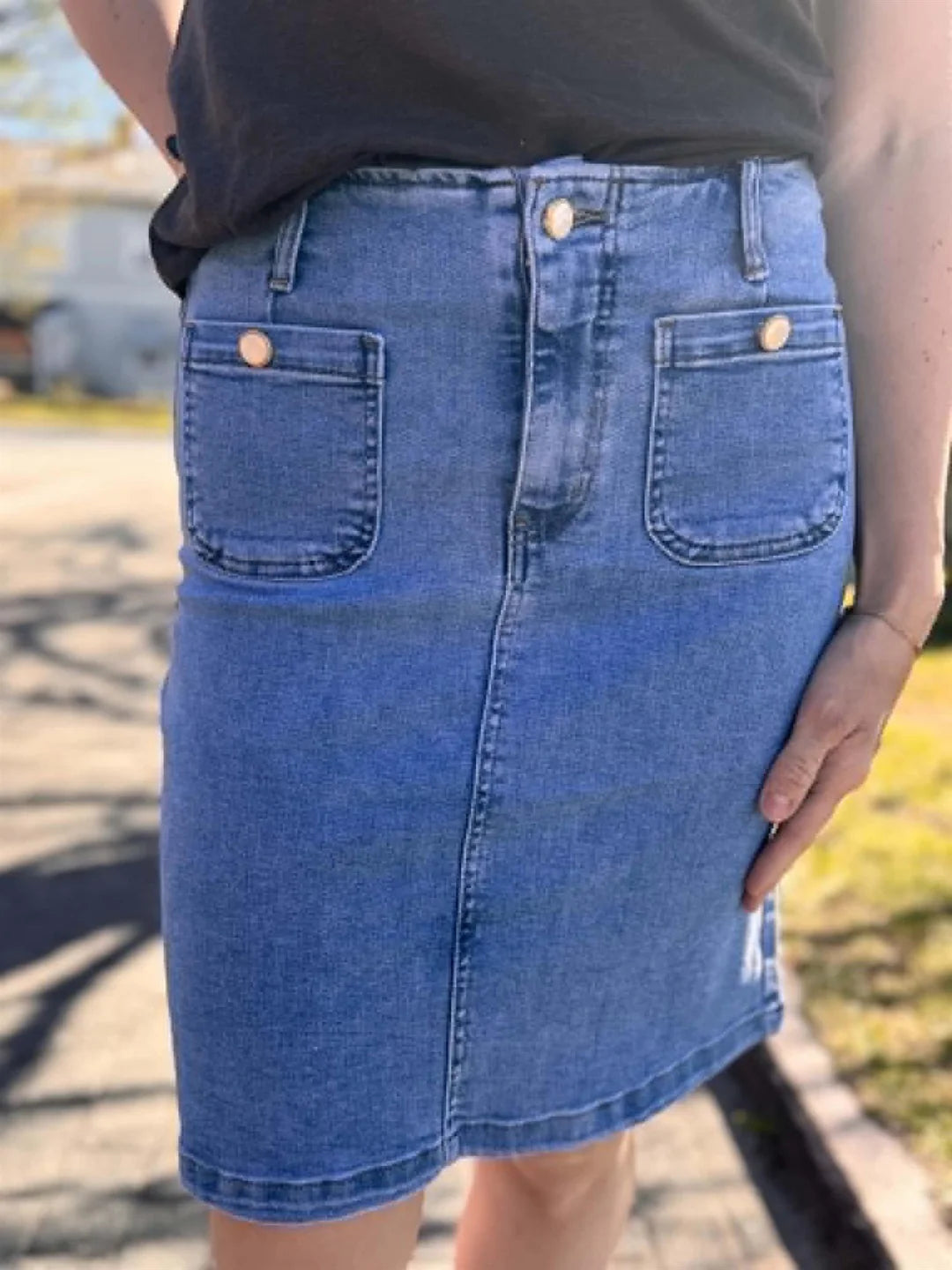 Miss Bon Denim Skjørt - Jeansblå - Skjørt - Helt Dilla AS