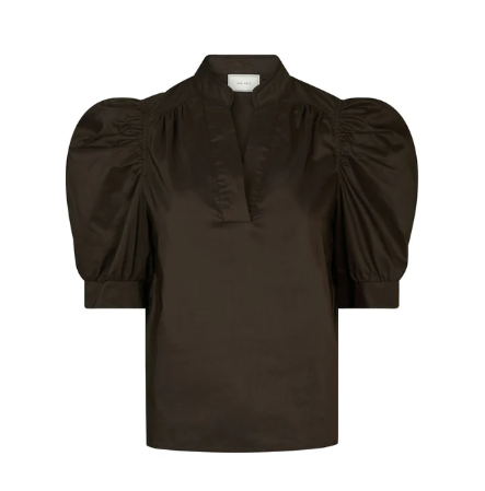 Roella Poplin Blouse - Chocolate Brown - Bluser - Helt Dilla AS