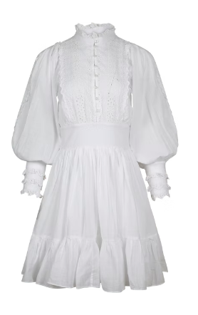 Cotton slub mini dress - white - Kjoler - Helt Dilla AS