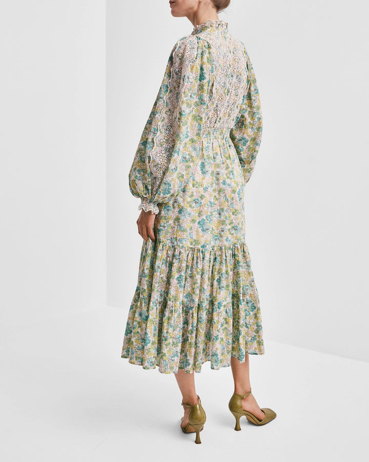 Cotton slub midi dress - Anemone fields