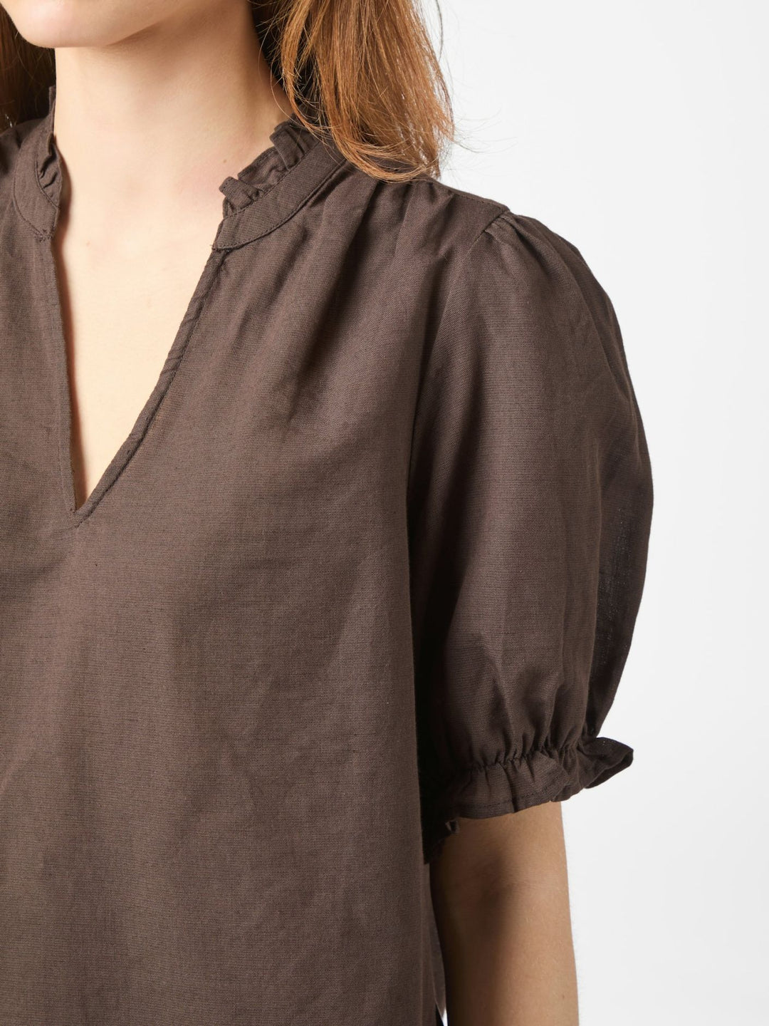 Odesa linen blouse - Dark Brown - Bluser - Helt Dilla AS