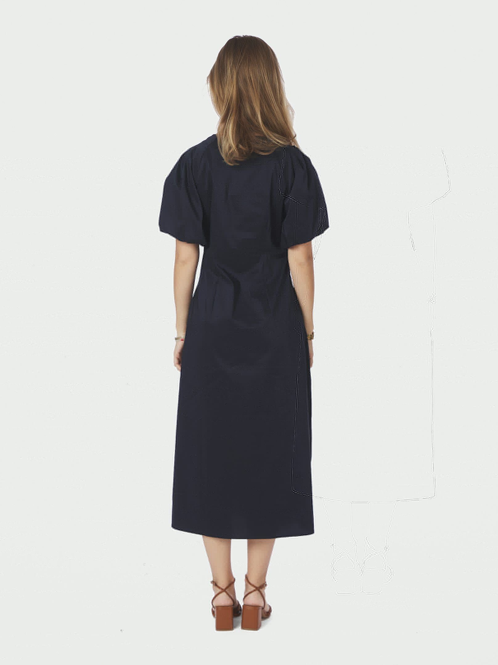 Illana Poplin Dress - Navy - Kjoler - Helt Dilla AS
