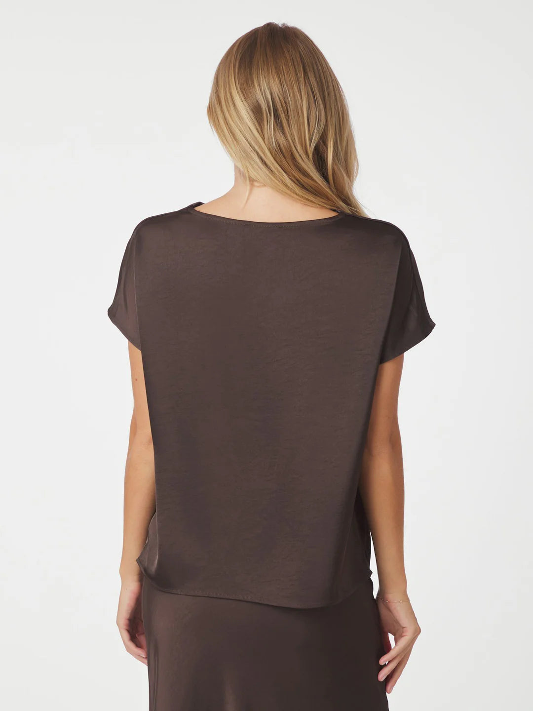 Annabeth Heavy Sateen Tee - Dark Brown - Bluser - Helt Dilla AS