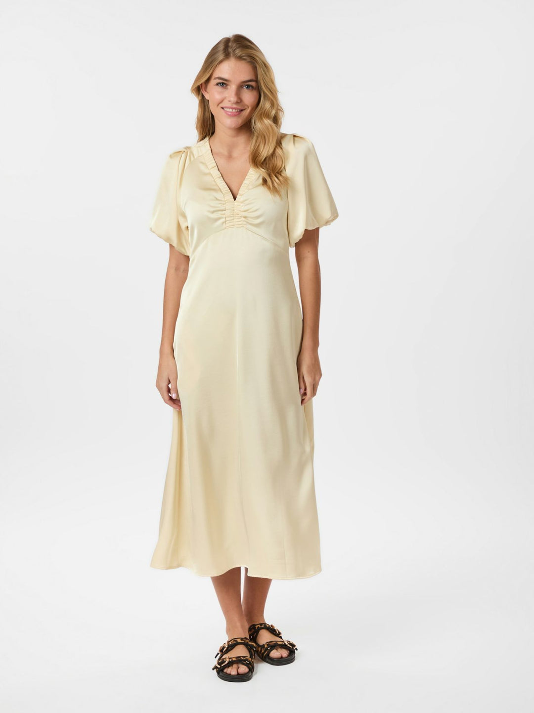 illana Heavy sateen dress - Light Yellow