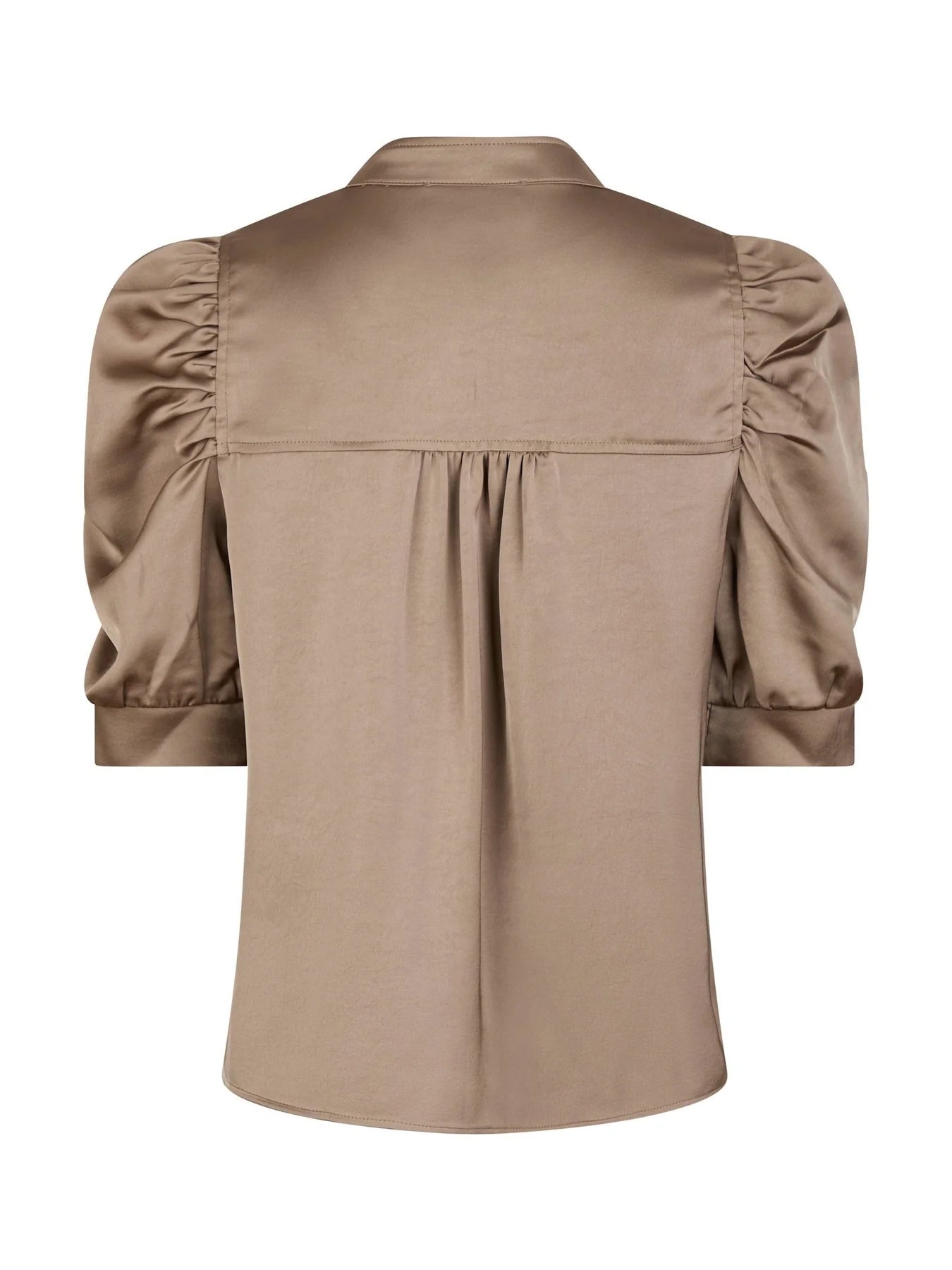 Roella Heavy Sateen Blouse - Dark Taupe - Bluser - Helt Dilla AS