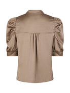 Roella Heavy Sateen Blouse - Dark Taupe - Bluser - Helt Dilla AS