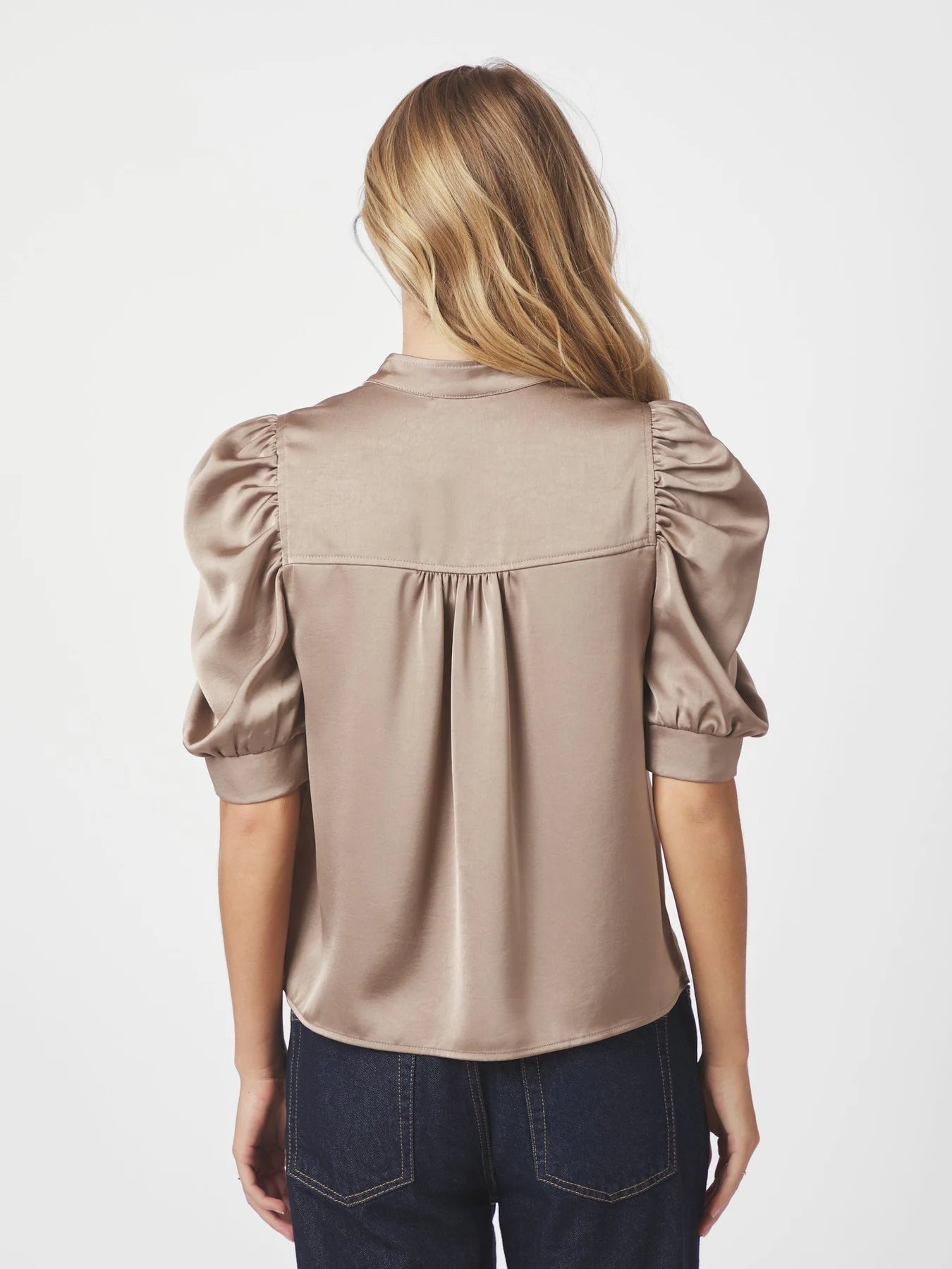 Roella Heavy Sateen Blouse - Dark Taupe - Bluser - Helt Dilla AS