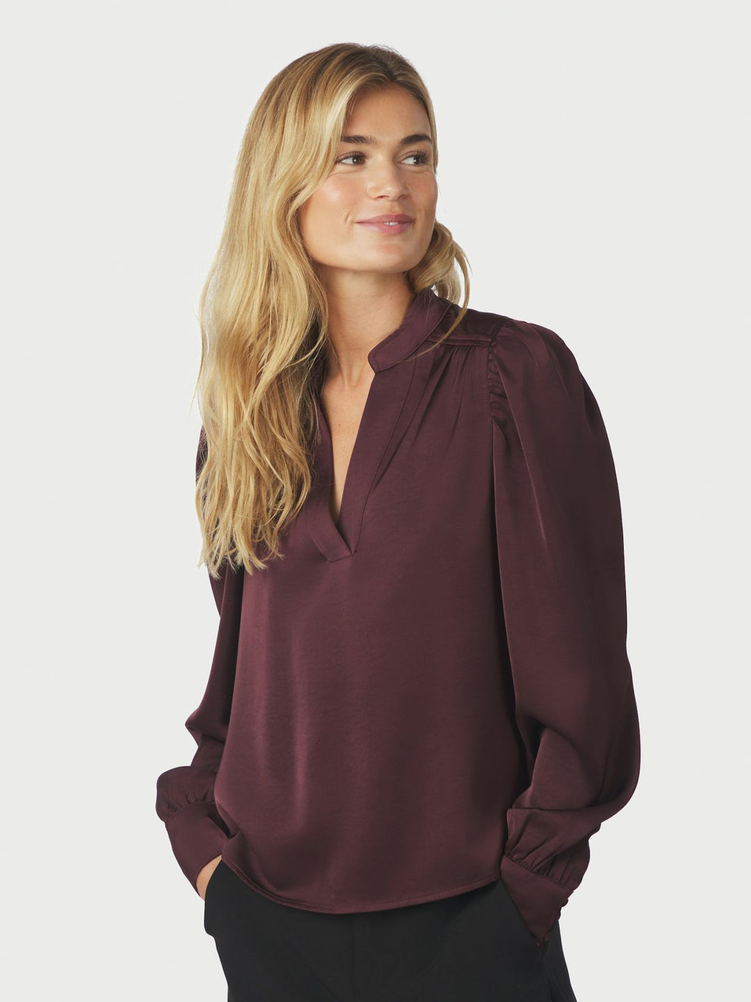 Rosslyn Heavy Sateen Blouse - Burgundy - Bluser - Helt Dilla AS