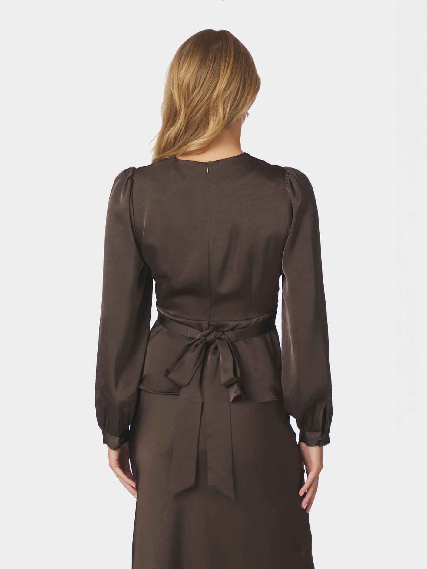 Rista Heavy Sateen Blouse - Dark brown - Bluser - Helt Dilla AS
