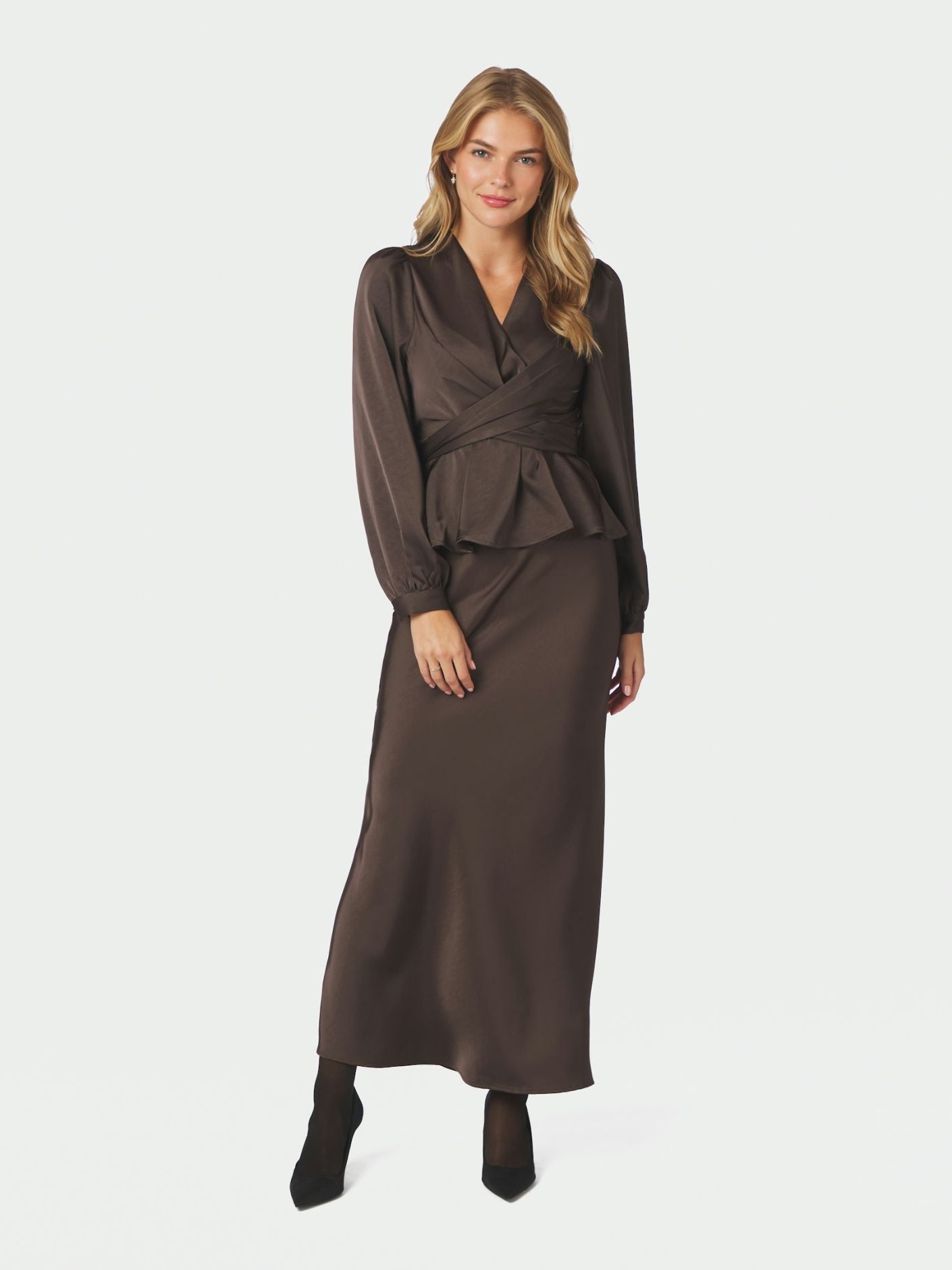 Rista Heavy Sateen Blouse - Dark brown - Bluser - Helt Dilla AS