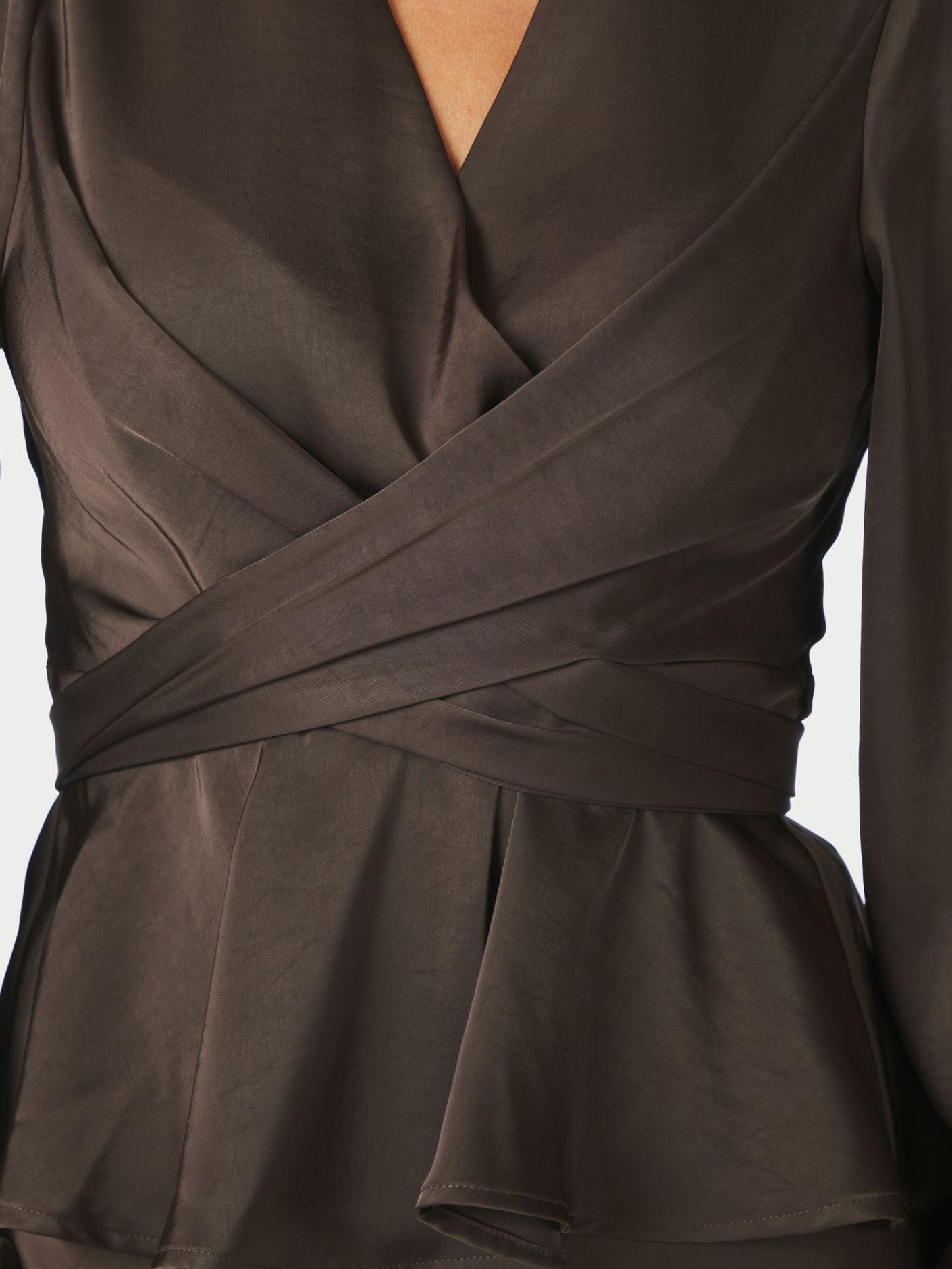 Rista Heavy Sateen Blouse - Dark brown - Bluser - Helt Dilla AS