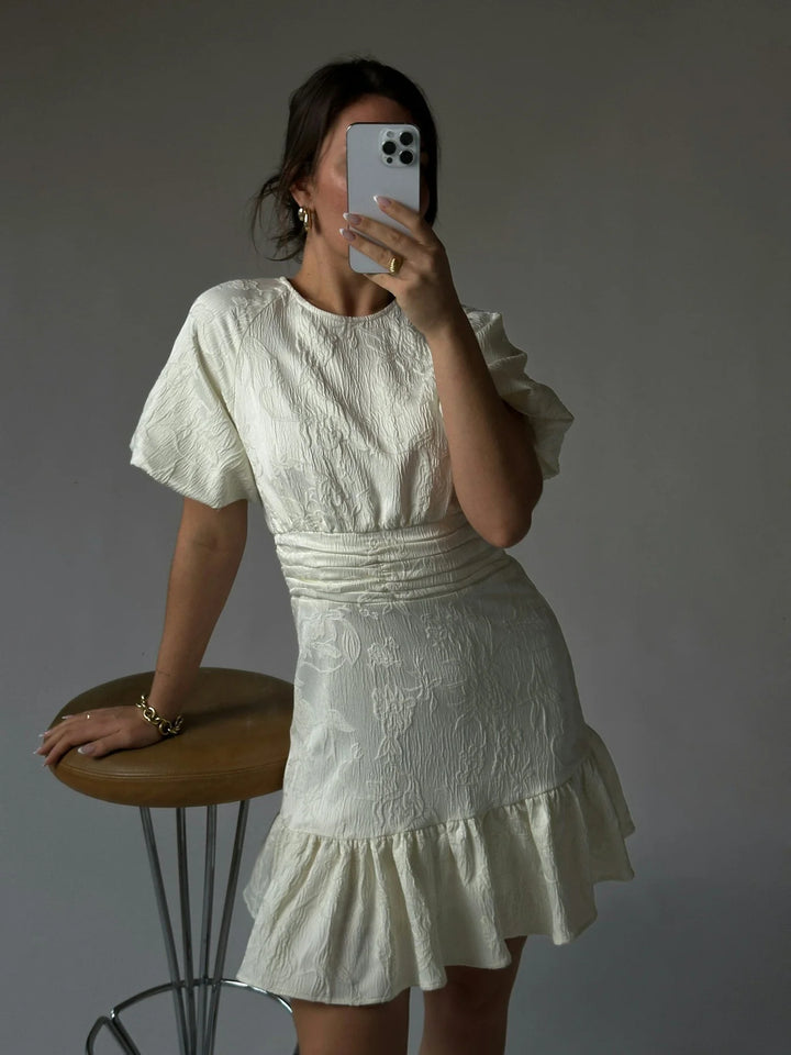 Sulli Jacquard Dress- Creme