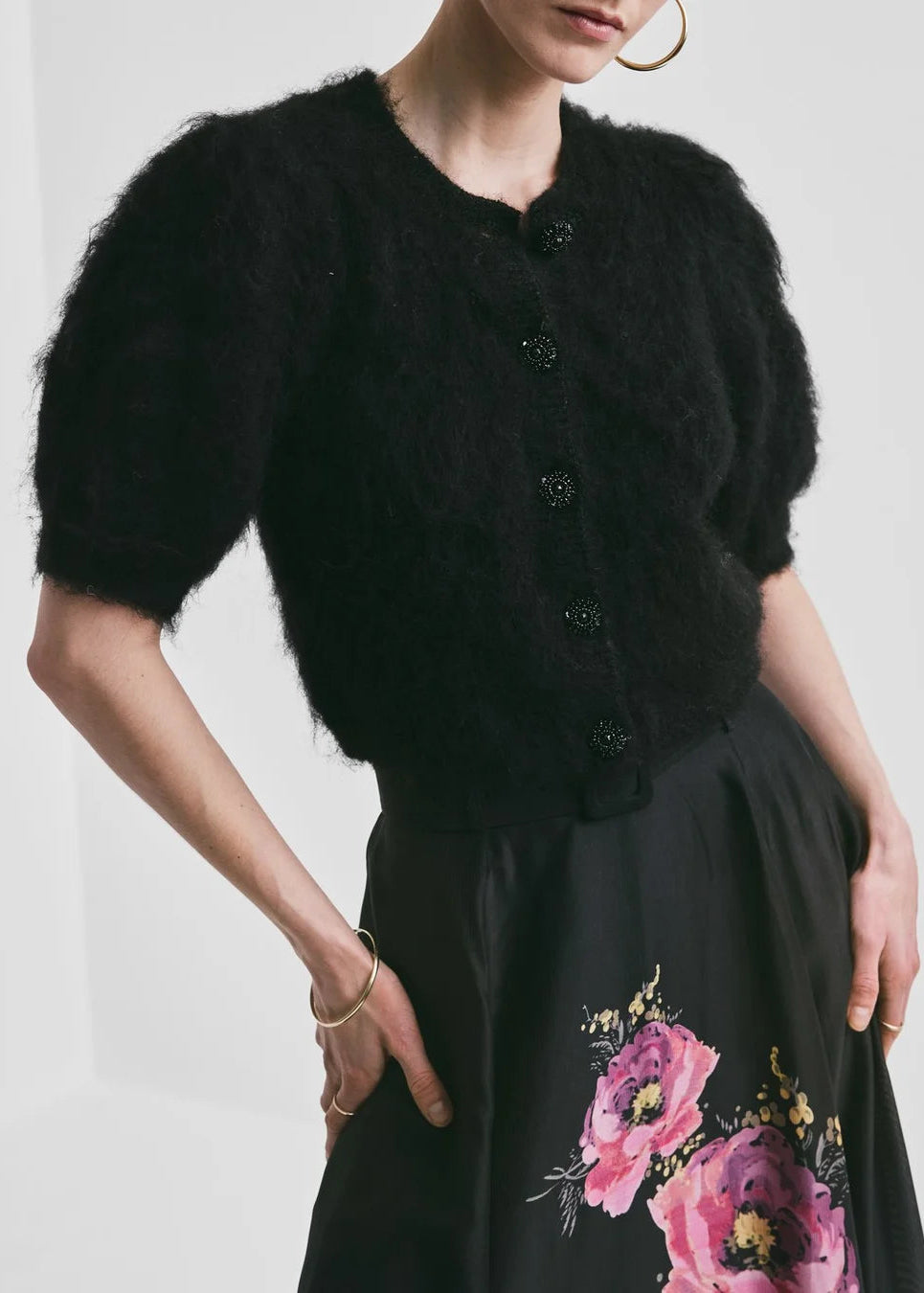 Hairy Knit Puffed Jacket - Svart - Cardigans - Helt Dilla AS