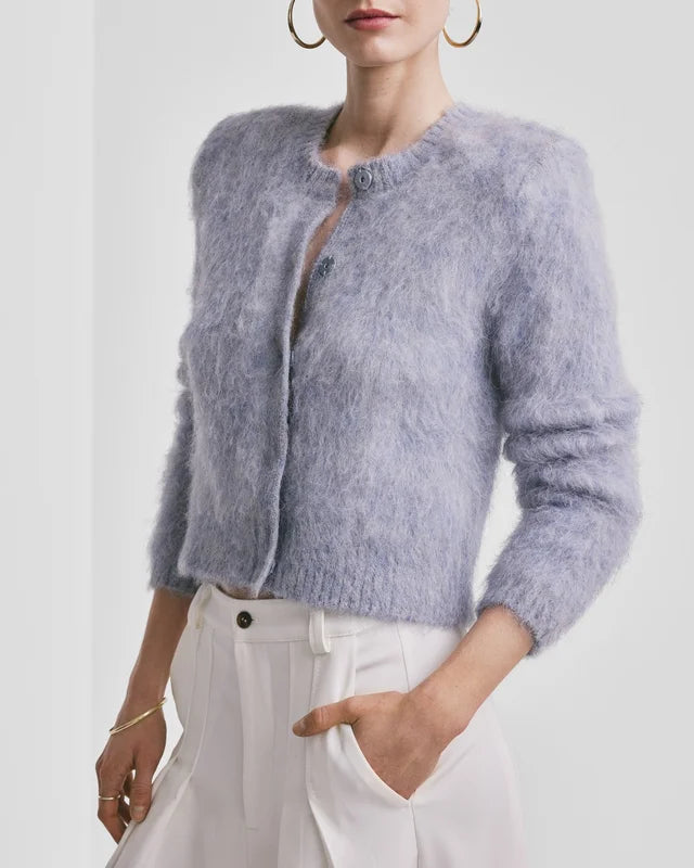 Hairy Knit Jacket - Sky Blue - Cardigans - Helt Dilla AS