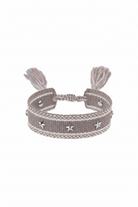 Woven Friendship Bracelet W/Star Studs - TAUPE W/SILVER - Tilbehør - Helt Dilla AS