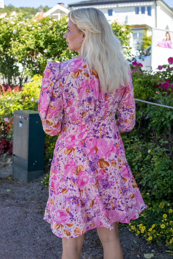 Crepe Mini Dress - Watercolor Bloom