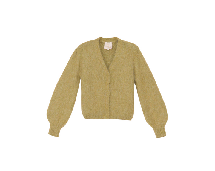 Knit V-Neck Cardigan - Dusty Green