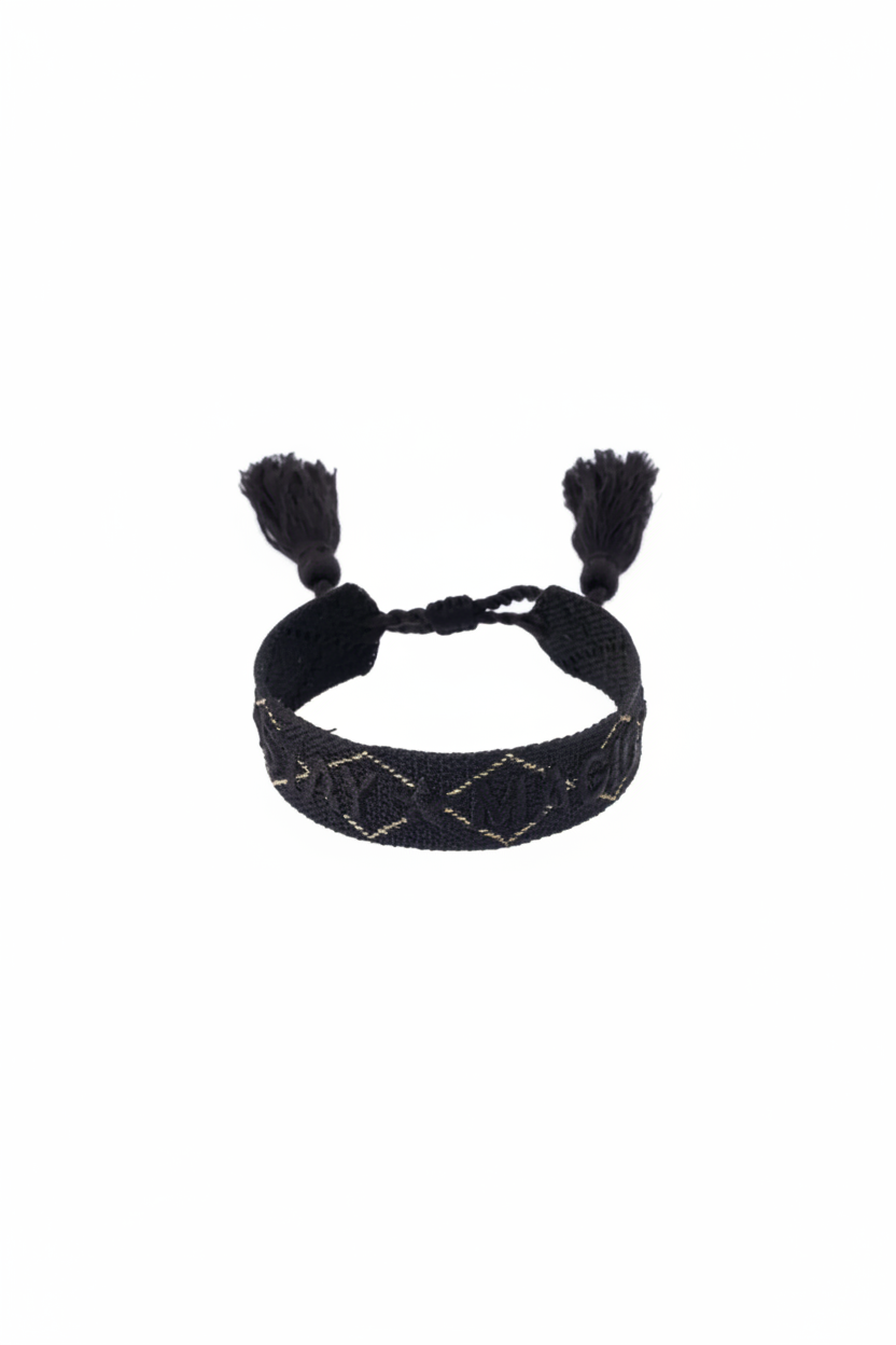 Woven Friendship Bracelet - "Stay Magic" - Black - Tilbehør - Helt Dilla AS