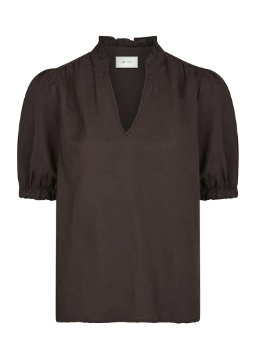 Odesa Linen Blouse - Dark Brown - Bluser - Helt Dilla AS