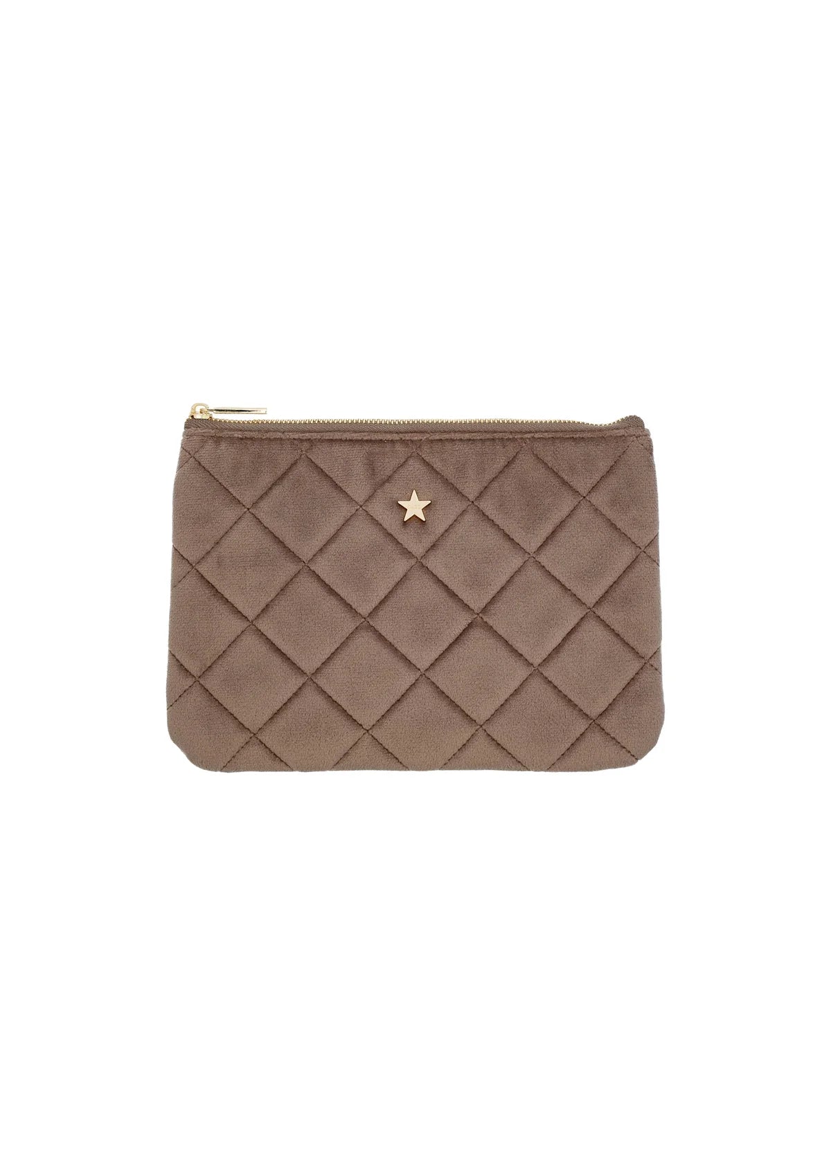 Velvet Quilted Small Pouch - warm taupe - Tilbehør - Helt Dilla AS