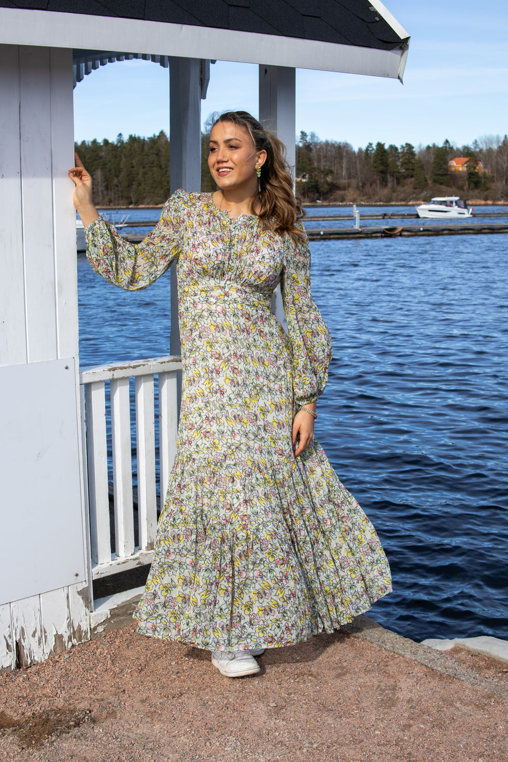 Dotted Georgette Maxi Dress - Vintage Floral - Kjoler - Helt Dilla AS