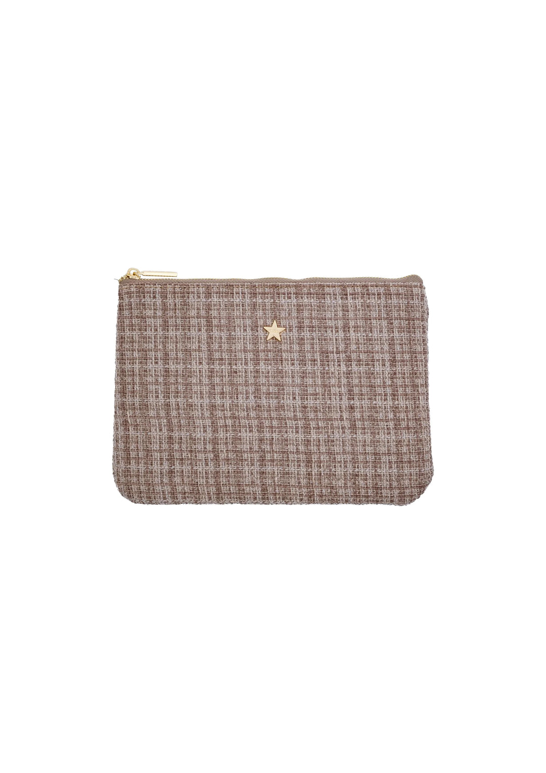 Tweed Small Pouch - warm taupe