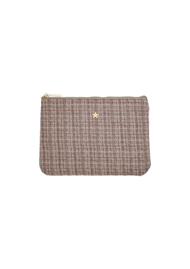 Tweed Small Pouch - warm taupe