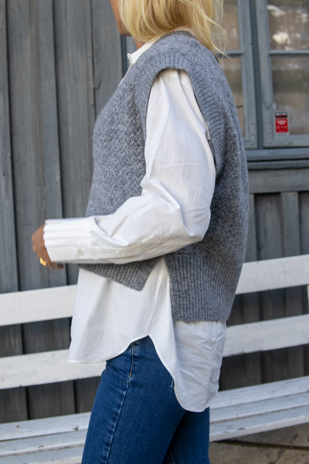 Ibra Waistcoat - Med Grey Melange - Vest - Helt Dilla AS